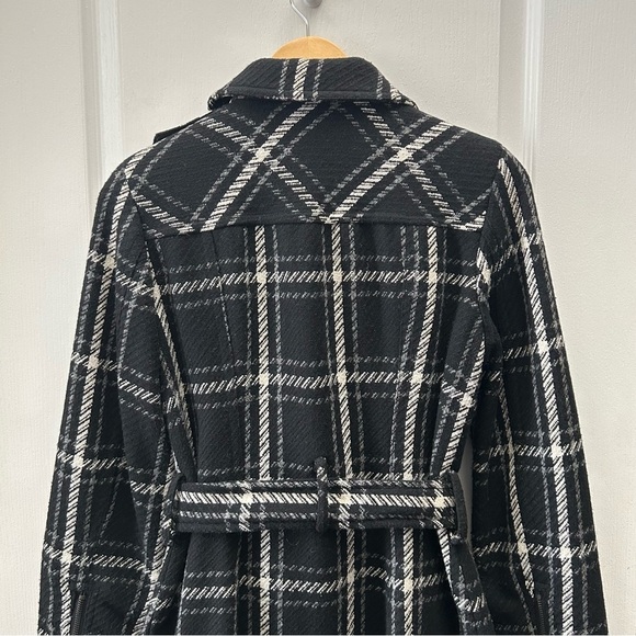 Ricki’s Chic Black Grey White Plaid Coat Belted Size XS - Picture 6 of 16